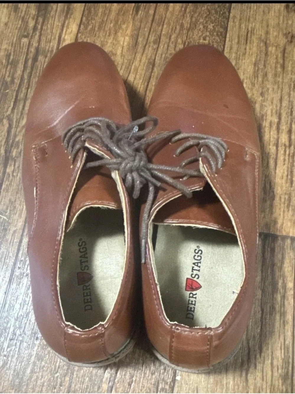Deer Stags Men's Brown Leather Derby Lace-Up Shoes